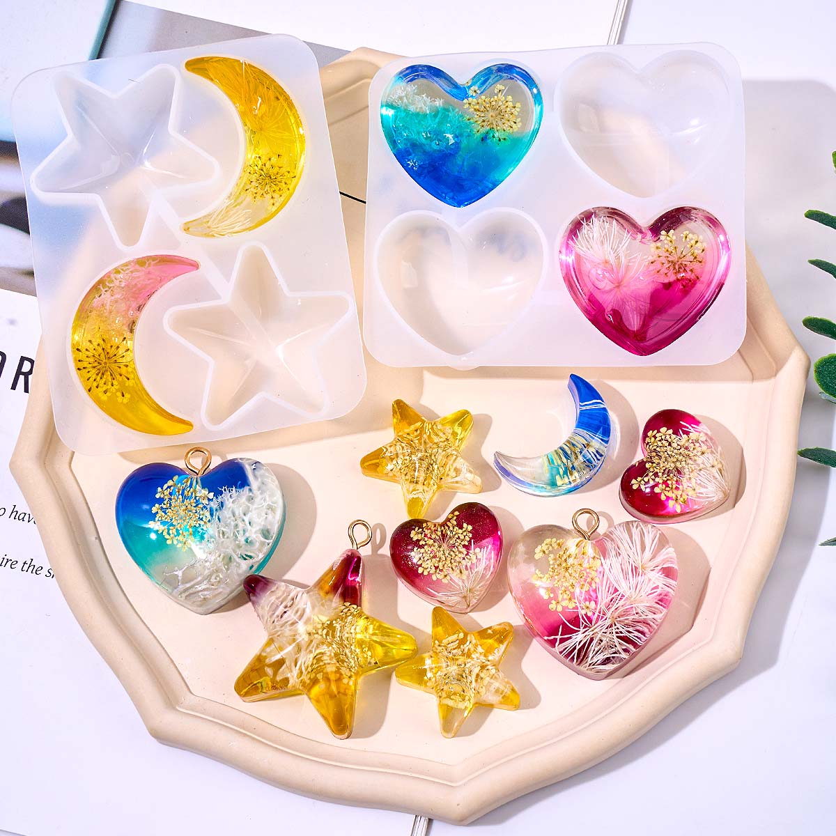 Heart Star Moon Pendant Silico - Jewelry Making Mold recension och pris