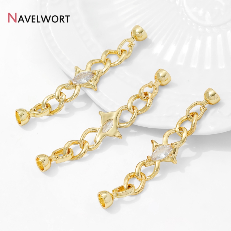 14K Gold Plated Brass Zircon C - Jewelry Making Chain recension och pris