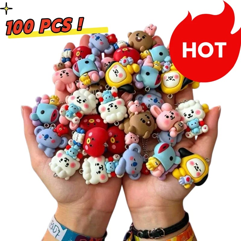 7pcs BT21 Resin Cartoon Charm  - Jewelry Making Brass recension och pris