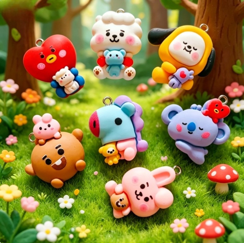7pcs BT21 Resin Cartoon Charm  - Jewelry Making Brass recension och pris
