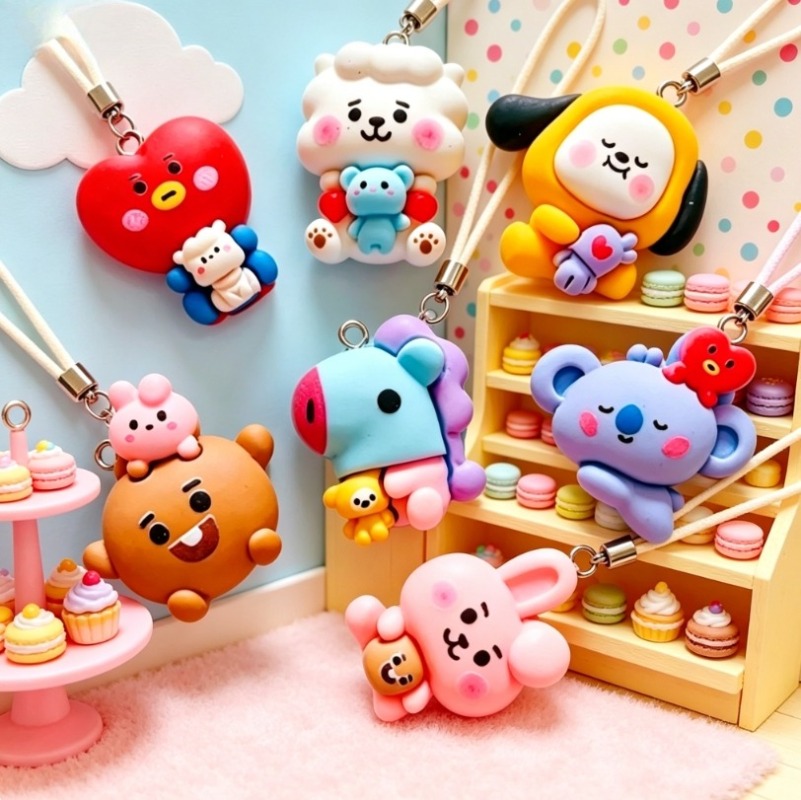 7pcs BT21 Resin Cartoon Charm  - Jewelry Making Brass recension och pris