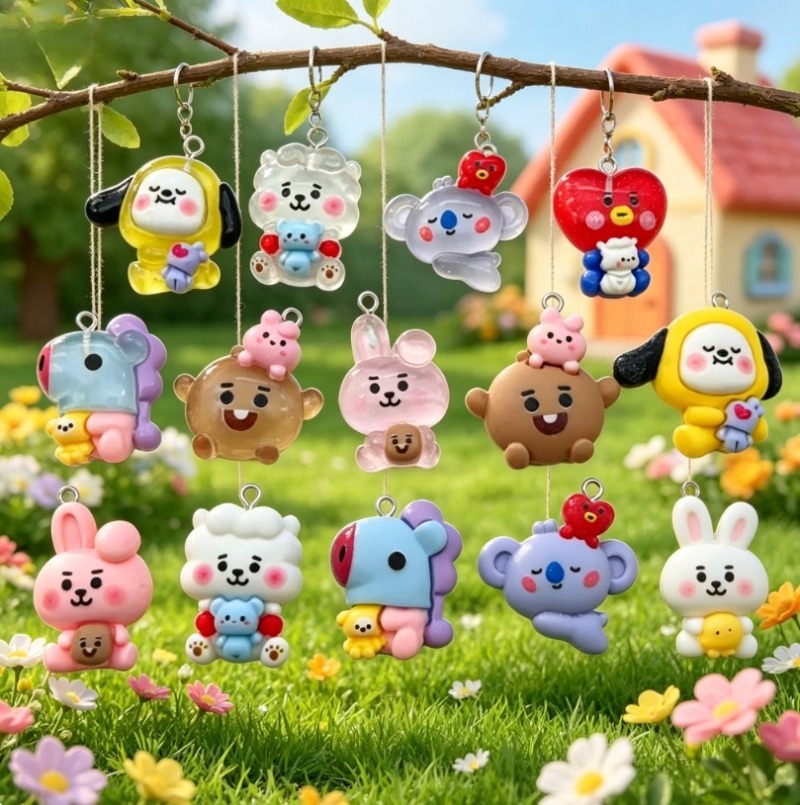 7pcs BT21 Resin Cartoon Charm  - Jewelry Making Brass recension och pris